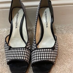 BCBG Houndstooth Open Toe Pumps